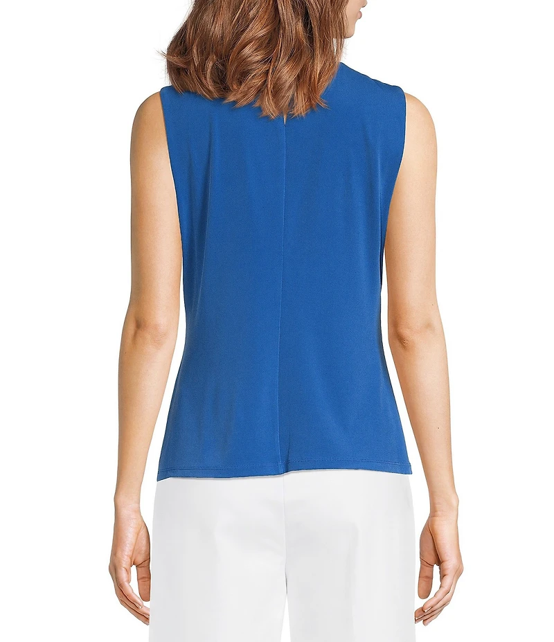 Calvin Klein Knit Jersey Pleated Crew Neck Sleeveless Cami Top