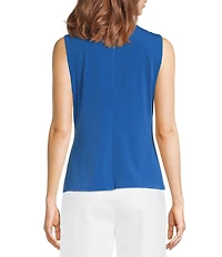Calvin Klein Knit Jersey Pleated Crew Neck Sleeveless Cami Top