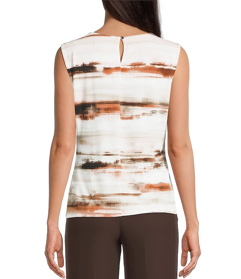 Calvin Klein Knit Jersey Print Crew Neck Sleeveless Top
