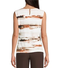 Calvin Klein Knit Jersey Print Crew Neck Sleeveless Top