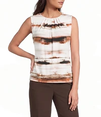 Calvin Klein Knit Jersey Print Crew Neck Sleeveless Top