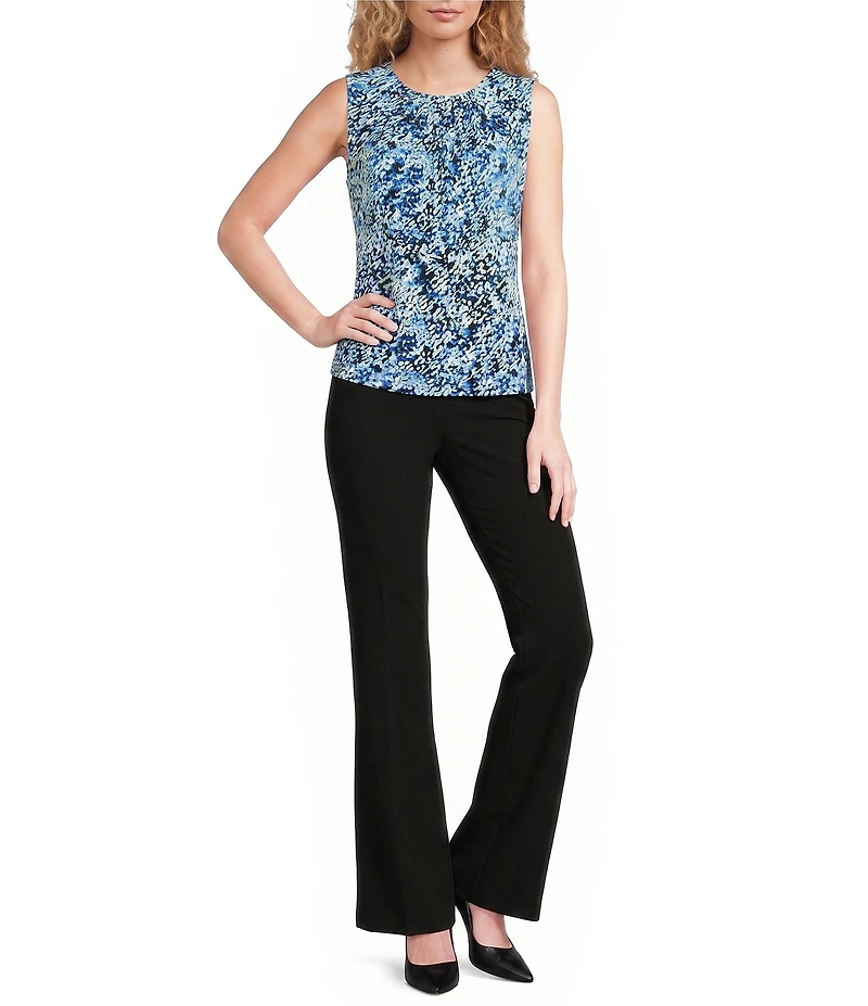 Calvin Klein Knit Jersey Printed Pleated Crew Neck Sleeveless Cami
