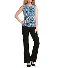 Calvin Klein Knit Jersey Printed Pleated Crew Neck Sleeveless Cami