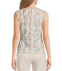 Calvin Klein Knit Jersey Printed Sleeveless Pleat Neck Cami