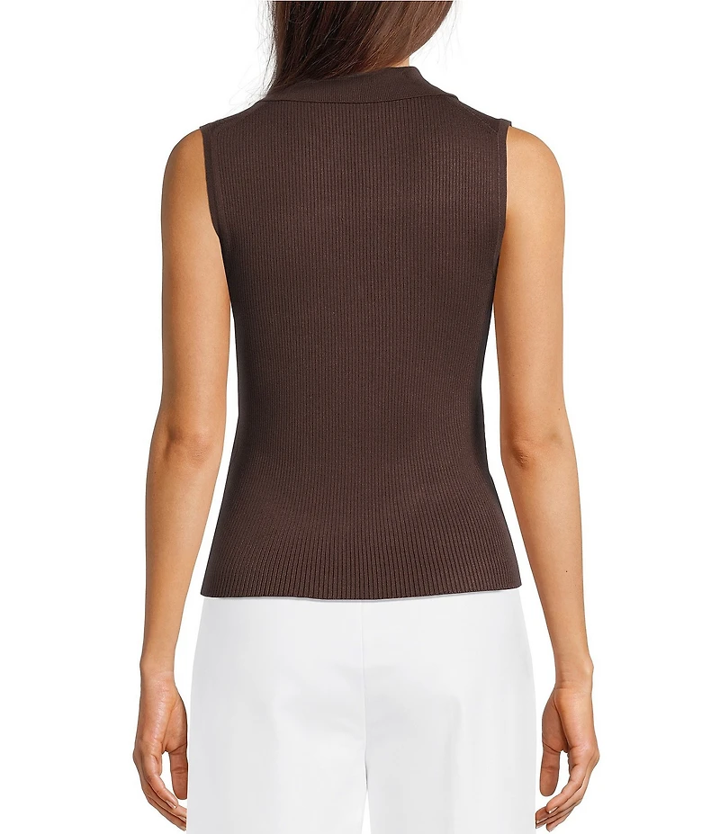 Calvin Klein Knit Johnny Collar Sleeveless Top