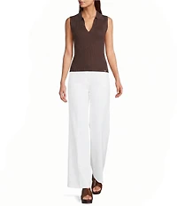 Calvin Klein Knit Johnny Collar Sleeveless Top