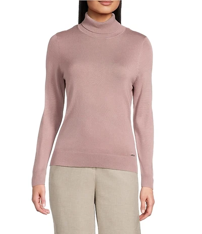 Calvin Klein Knit Mock Neck Long Sleeve Top