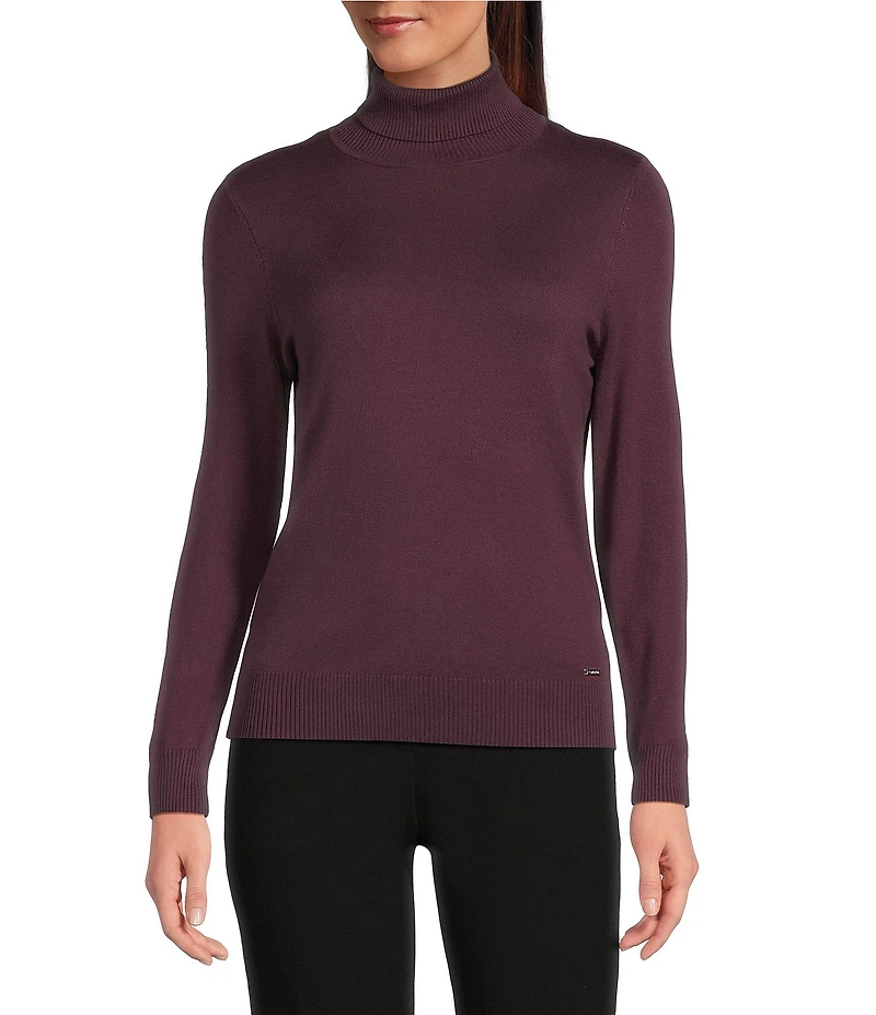 Calvin Klein Knit Mock Neck Long Sleeve Top