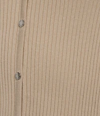 Calvin Klein Knit Point Collar Short Sleeve Button Front Top