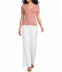 Calvin Klein Knit V-Neck Short Sleeve Top