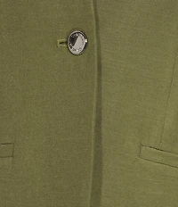 Calvin Klein Linen Blend Stand Collar 3/4 Sleeve One-Button Jacket