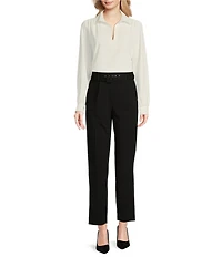 Calvin Klein Long Sleeve Collared V-Neck Blouse