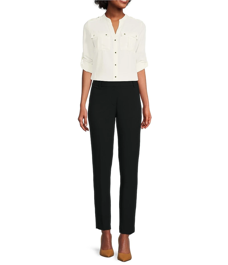 Calvin Klein Luxe Stretch Slim-Leg Pants