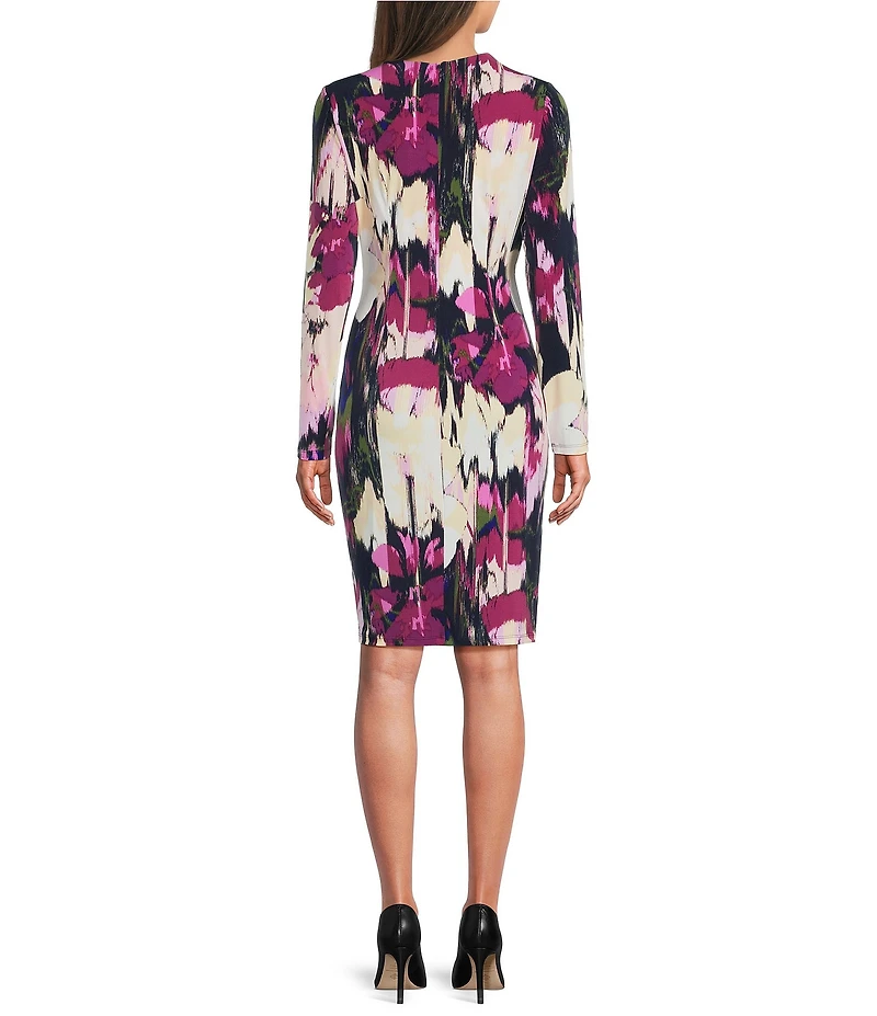 Calvin Klein Matte Jersey Floral Print Long Sleeve Dress