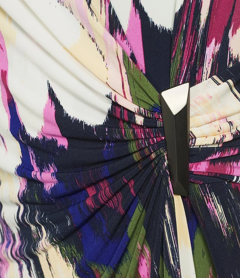 Calvin Klein Matte Jersey Floral Print Long Sleeve Dress