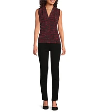 Calvin Klein Matte Jersey V-Neck Shoulder Pleat Sleeveless Top