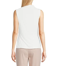 Calvin Klein Mesh Knit Mock Neck Sleeveless Fitted Top