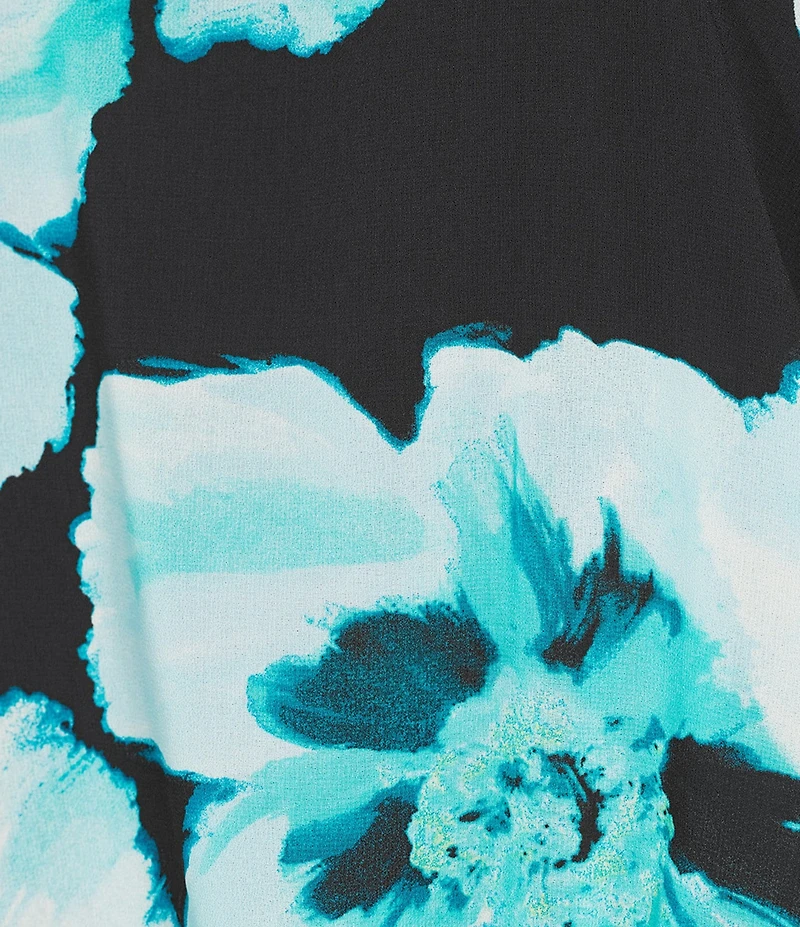 Calvin Klein Mix Media Crew Neck Long Sleeve Tie Front Blouse