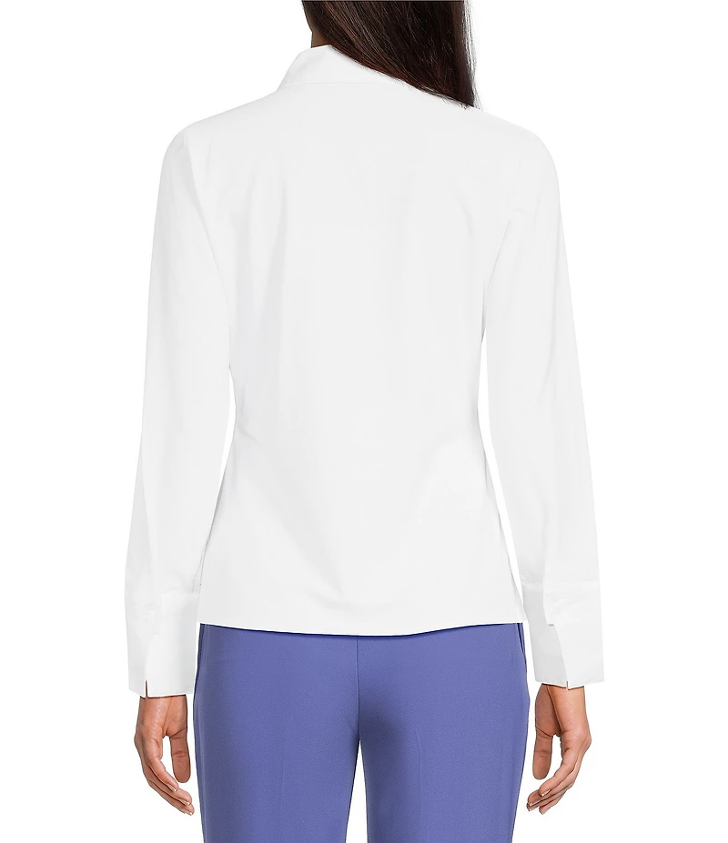 Calvin Klein Mixed Media Point Collar Long Sleeve Button-Front Shirt