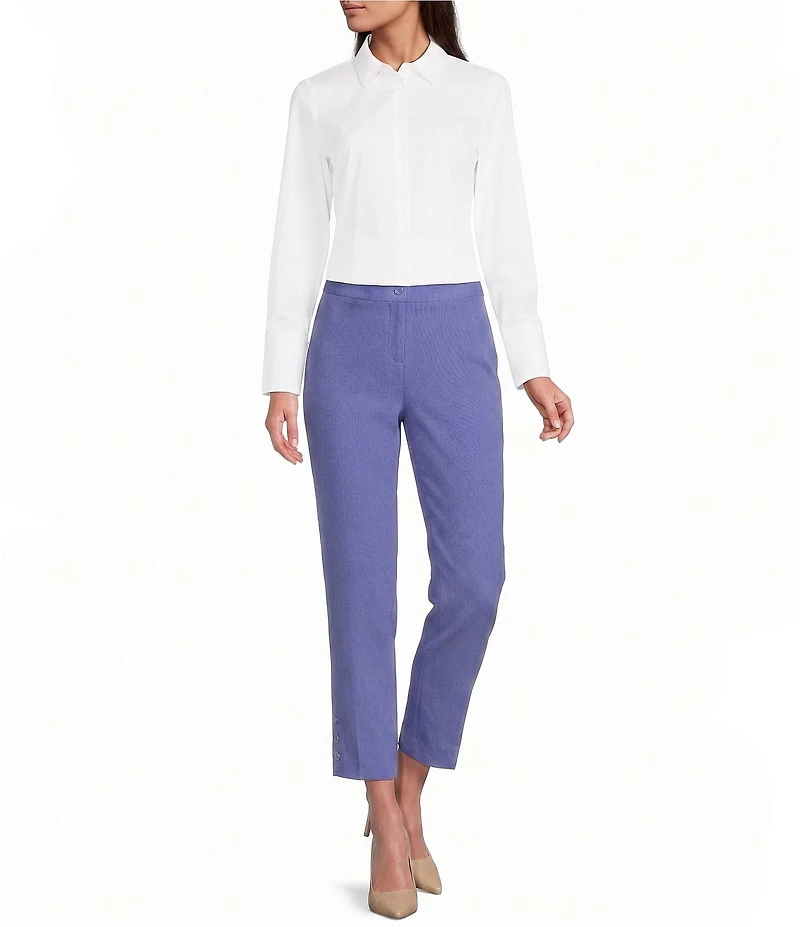 Calvin Klein Mixed Media Point Collar Long Sleeve Button-Front Shirt