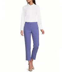 Calvin Klein Mixed Media Point Collar Long Sleeve Button-Front Shirt
