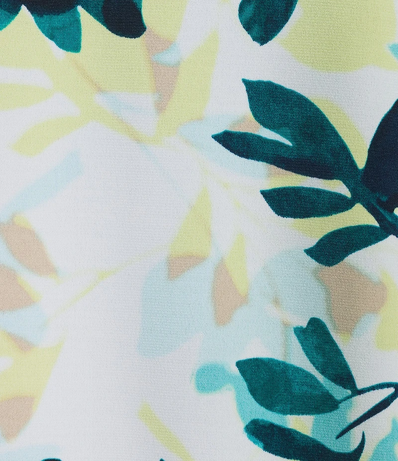 Calvin Klein Mixed Media Tie Neck Short Sleeve Blouse