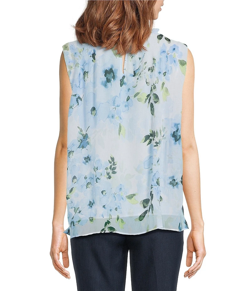 Calvin Klein Mock Neck Sleeveless Novelty Printed Top