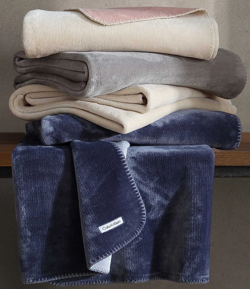 Calvin Klein Modern Lush Reversible Solid Throw Blanket