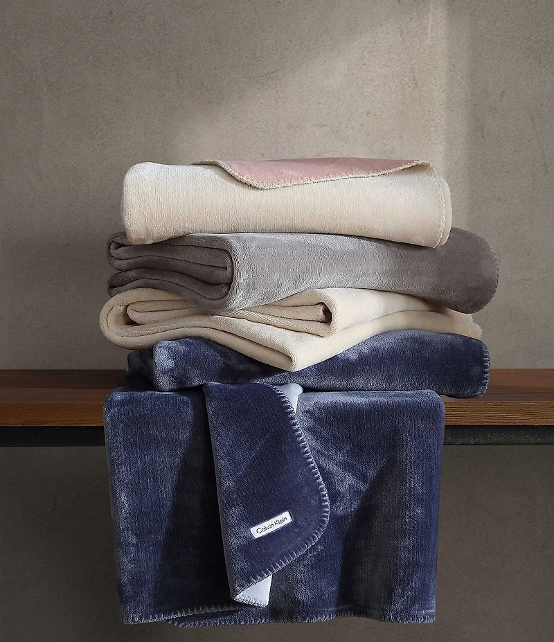 Calvin Klein Modern Lush Reversible Solid Throw Blanket