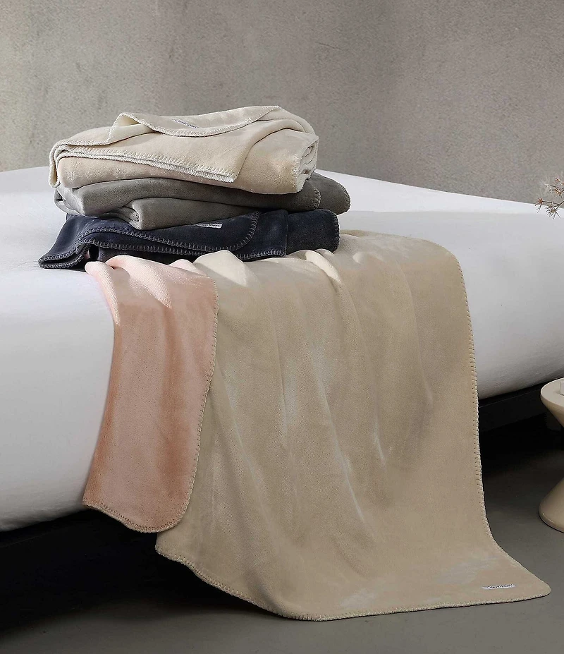 Calvin Klein Modern Lush Reversible Solid Throw Blanket