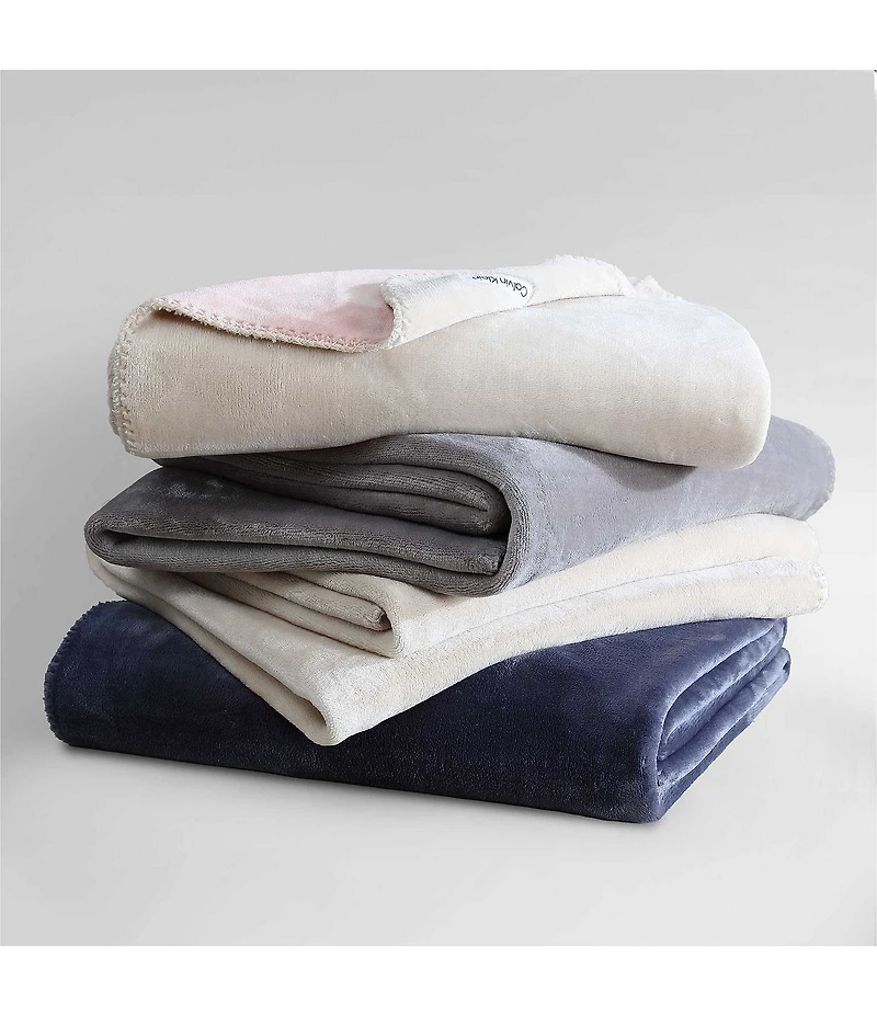 Calvin Klein Modern Lush Reversible Solid Throw Blanket