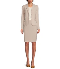 Calvin Klein Notch-Collar Long Sleeve Padded Shoulder Luxe Stretch Coordinating Jacket