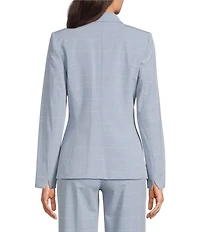 Calvin Klein Notch Collar Long Sleeve Windowpane Double Breasted Jacket
