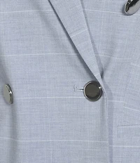 Calvin Klein Notch Collar Long Sleeve Windowpane Double Breasted Jacket