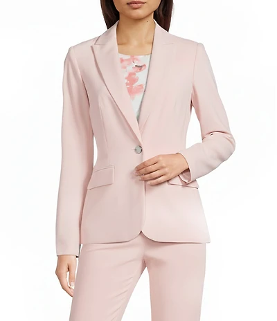 Calvin Klein Notch Lapel Long Sleeve One Button Jacket