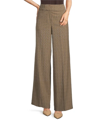 Calvin Klein Novelty Check Pleat Front Wide Leg Pants