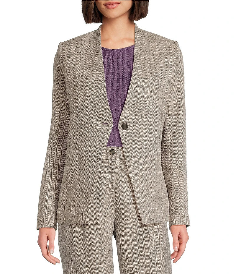 Calvin Klein Novelty Collarless One Button Jacket