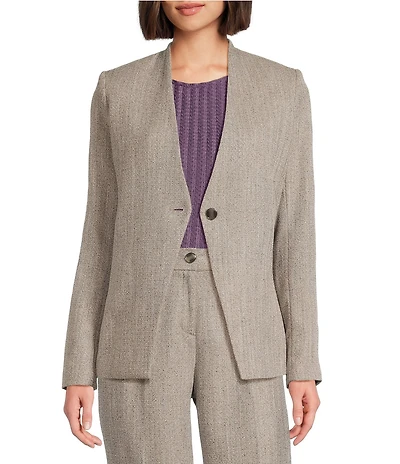 Calvin Klein Novelty Collarless One Button Jacket