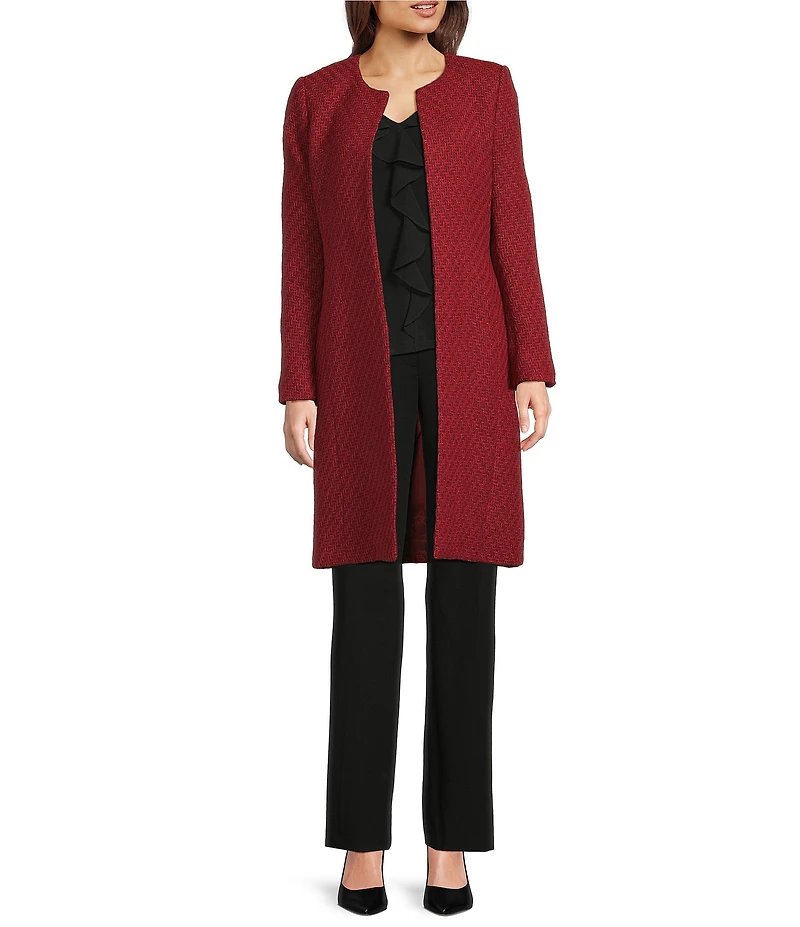 Calvin Klein Novelty Crew Neck Long Sleeve Open Front Topper