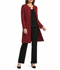 Calvin Klein Novelty Crew Neck Long Sleeve Open Front Topper