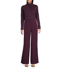 Calvin Klein Novelty Mock Neck Long Sleeve Blouse