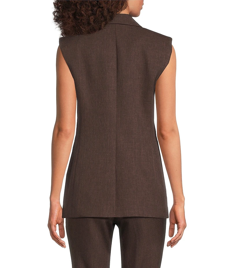 Calvin Klein Novelty Peak Lapel Collar Sleeveless Double Breasted Vest
