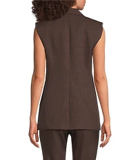 Calvin Klein Novelty Peak Lapel Collar Sleeveless Double Breasted Vest