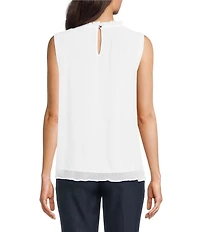 Calvin Klein Novelty Textured Ruffle Mock Neck Sleeveless Top