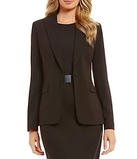 Calvin Klein Notch Lapel Long Sleeve One Button Jacket