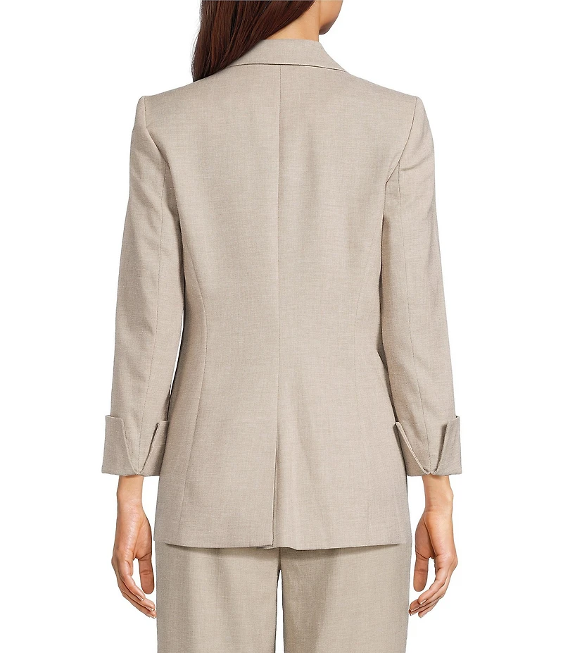 Calvin Klein Open Front Notch Collar Rolled Sleeve Jacket