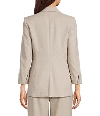 Calvin Klein Open Front Notch Collar Rolled Sleeve Jacket