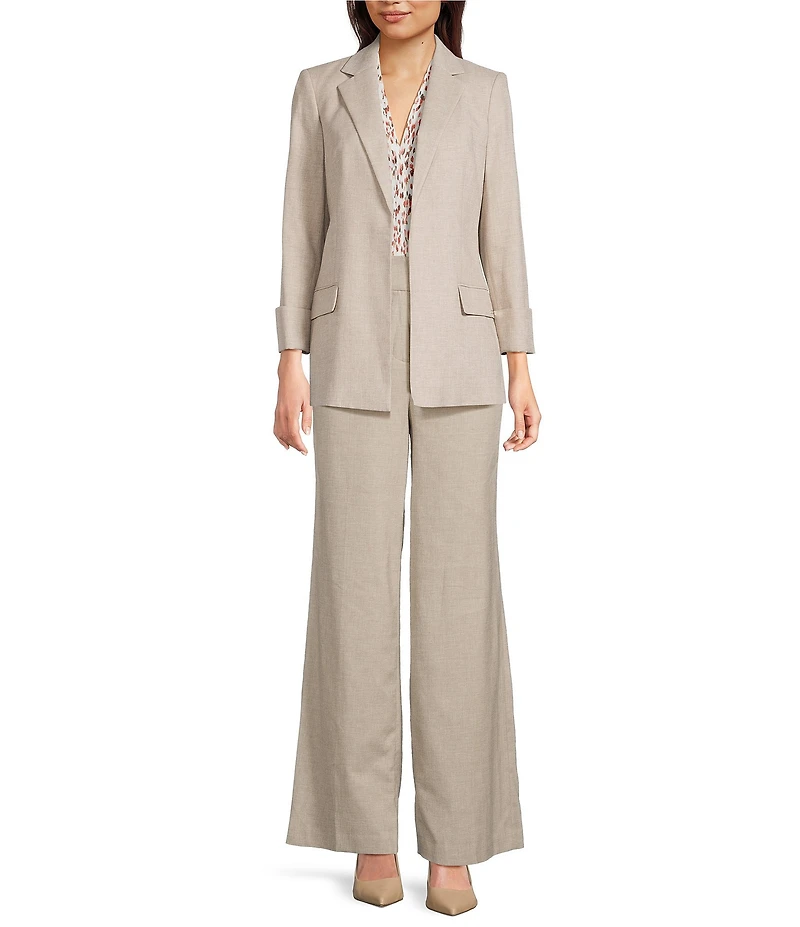 Calvin Klein Open Front Notch Collar Rolled Sleeve Jacket