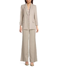 Calvin Klein Open Front Notch Collar Rolled Sleeve Jacket