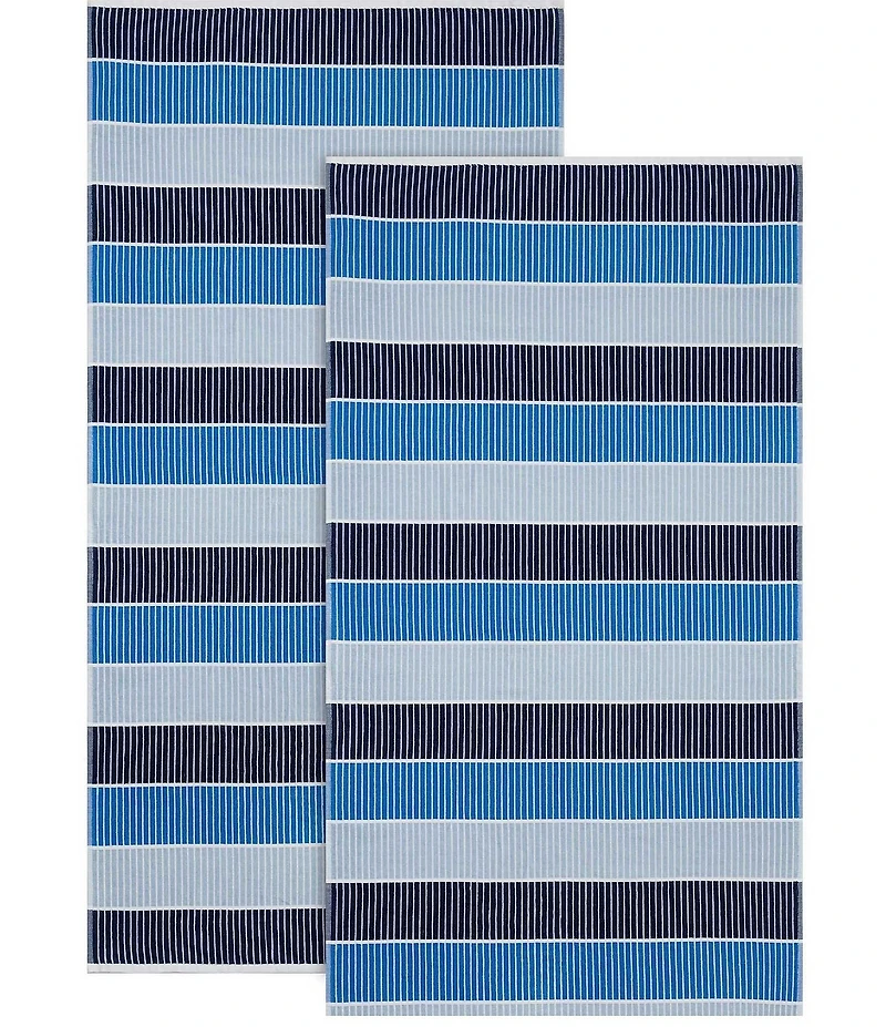 Calvin Klein Outdoor Collection Blocked Striped Cotton 2-Piece Beach Towel Set